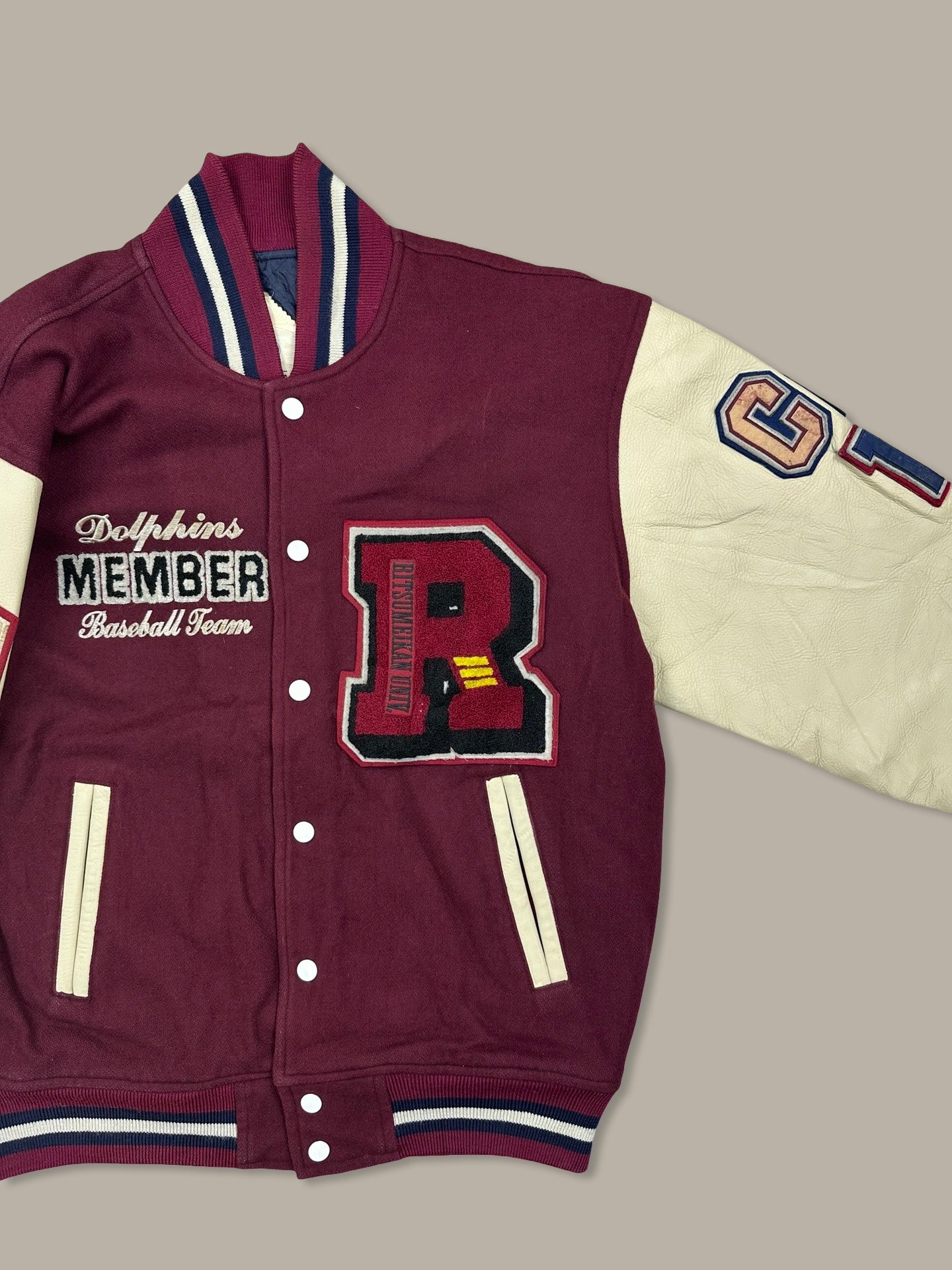 Dolphins Basket Japan Varsity Jacket Vintage Bordeaux L