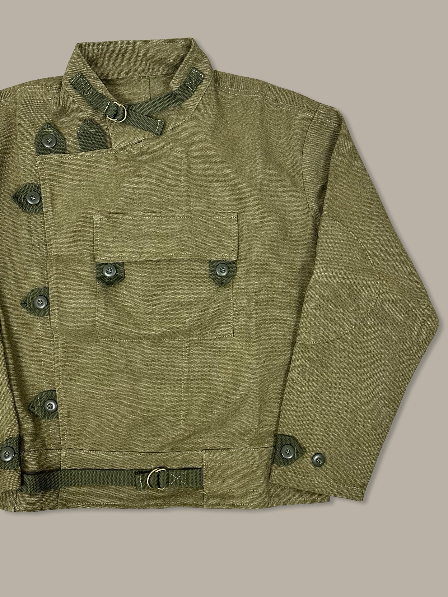 Vintage Jacket Swedish Motorcycle Army Verde Kakhi L