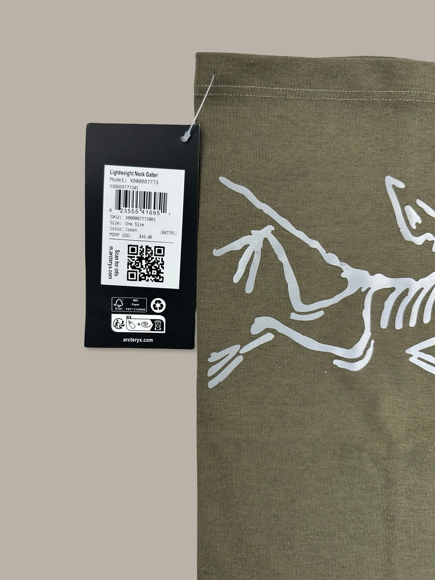 Arc’teryx Neck Gaiter Scaldacollo Verde Kakhi OS