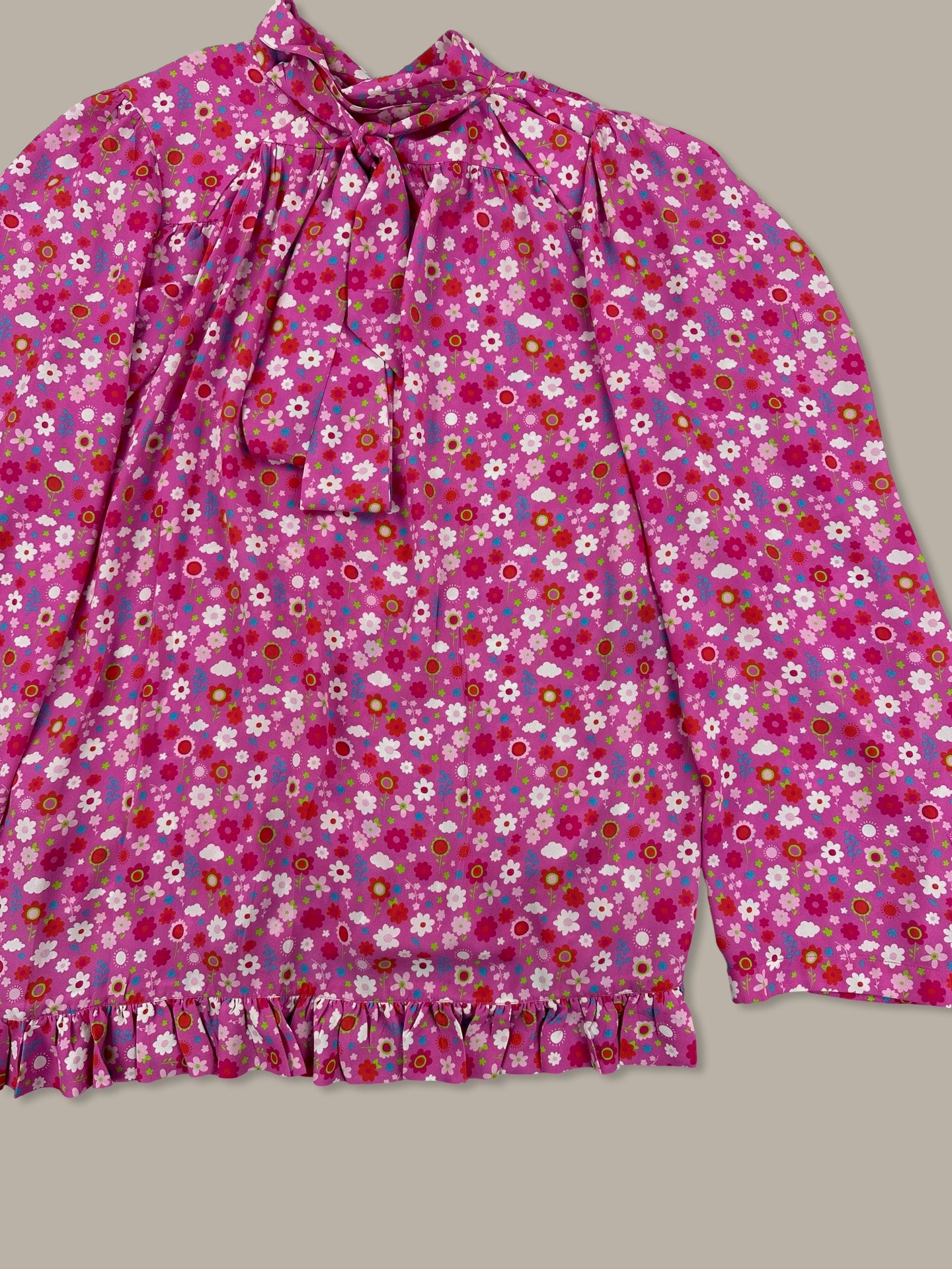 Balenciaga Top Floral Print con Fiocco FW 21 Rosa XS
